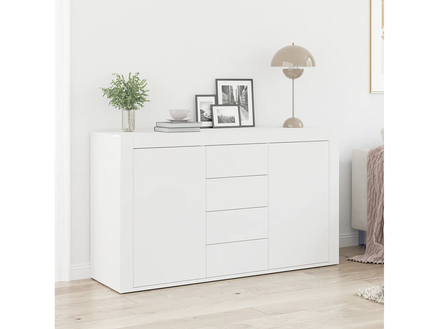Buffet | Bahut | Meuble de rangement Blanc Blanc Bois 120 x 36 x 69 cm Rangement Buffet | Bahut | Meuble de rangement Blanc