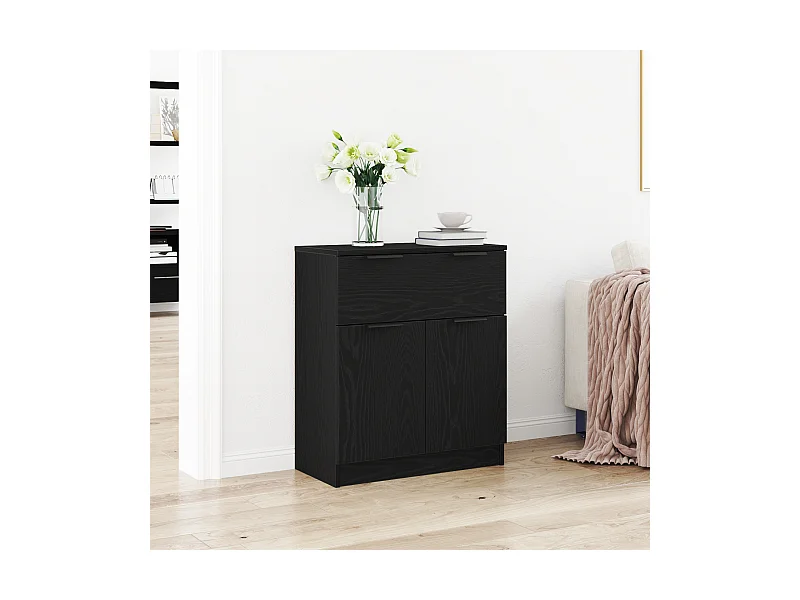 Buffet | Bahut | Meuble de rangement en Chêne Noir 60x30x70 cm en Bois d'Ingénierie