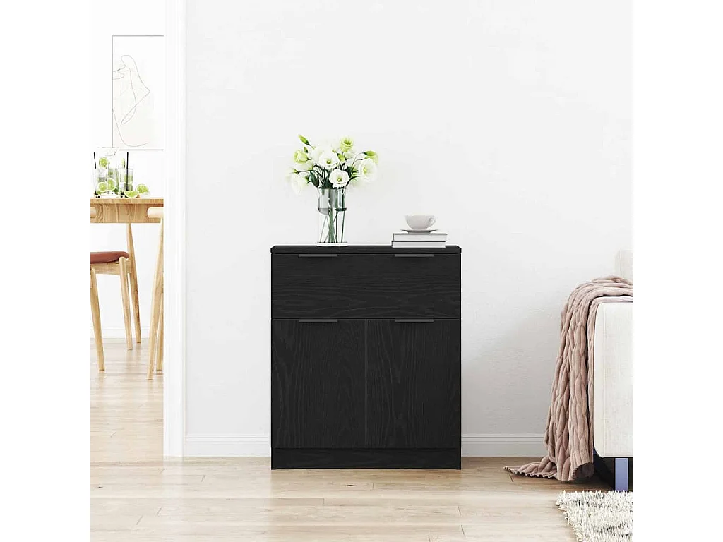 Buffet | Bahut | Meuble de rangement en Chêne Noir 60x30x70 cm en Bois d'Ingénierie