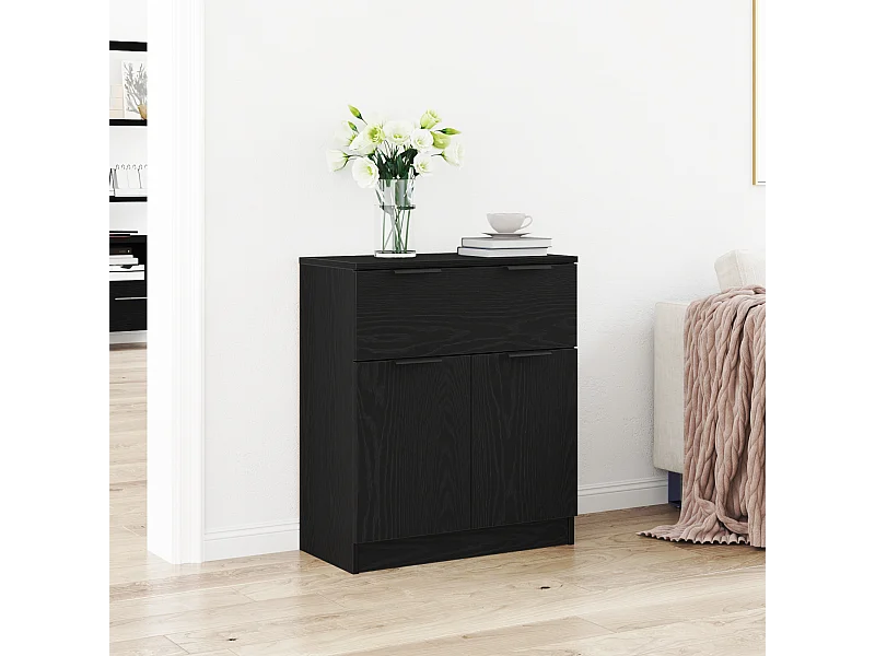 Buffet | Bahut | Meuble de rangement en Chêne Noir 60x30x70 cm en Bois d'Ingénierie