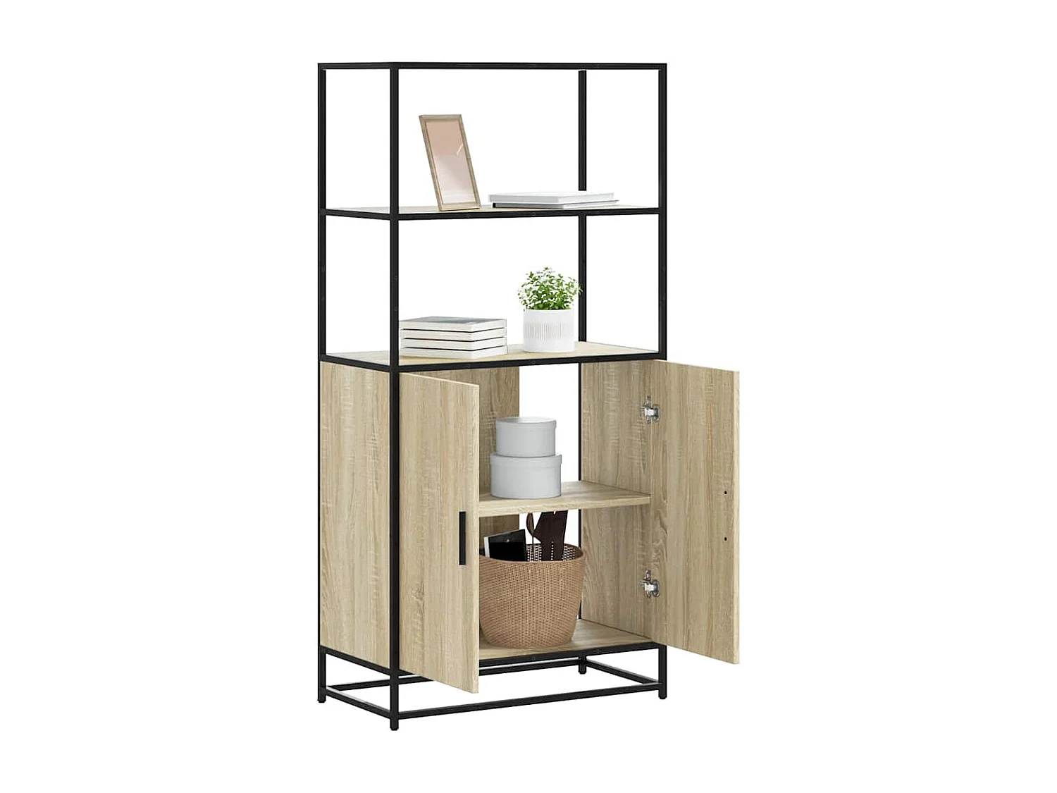 Credenza | Buffet | Armadio Rovere Sonoma 68x35x139 cm Legno Multistrato Metallo