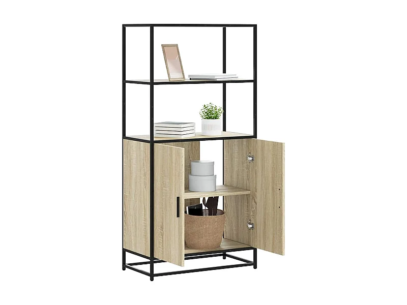 Credenza | Buffet | Armadio Rovere Sonoma 68x35x139 cm Legno Multistrato Metallo