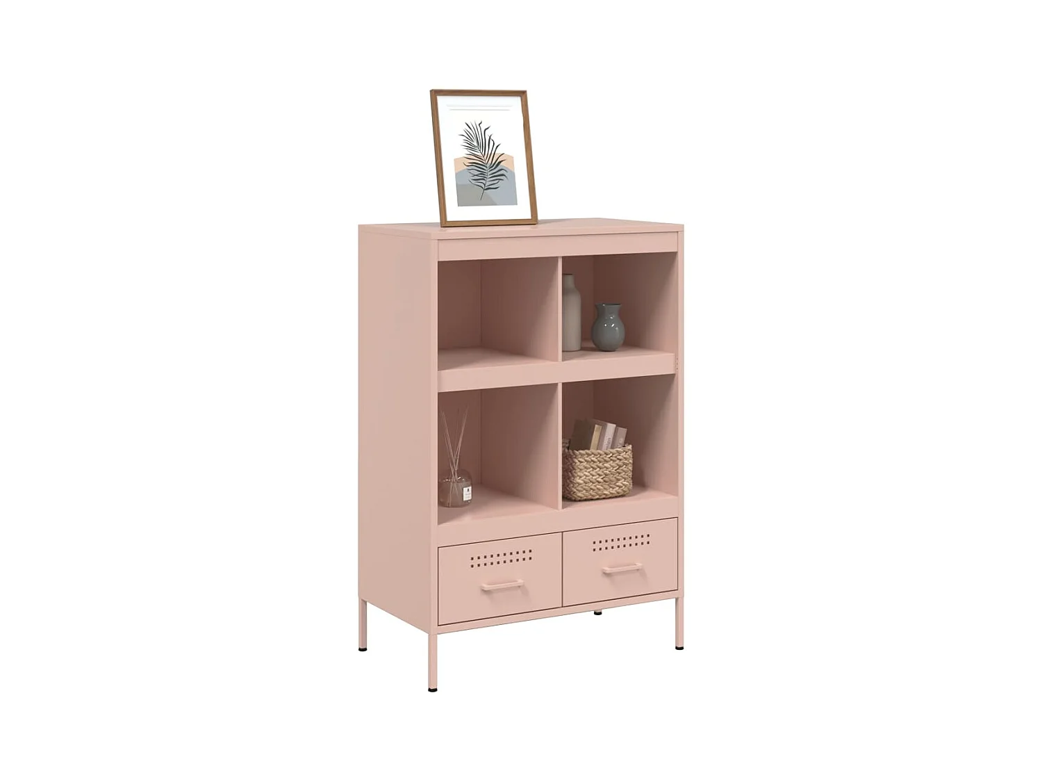 Buffet | Commode à tiroir | Meuble de rangement haut rose 68x39x101,5 cm acier