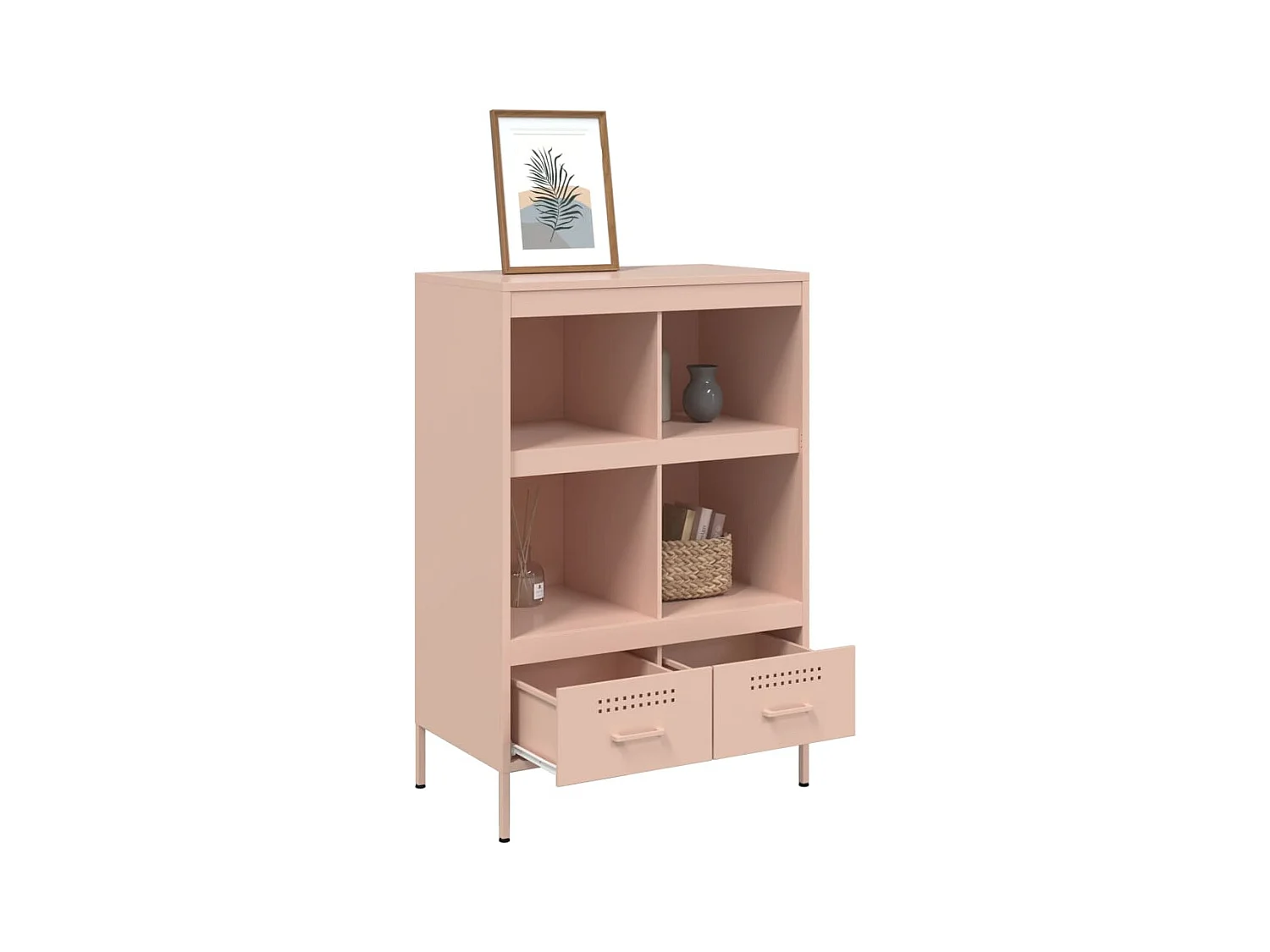 Buffet | Commode à tiroir | Meuble de rangement haut rose 68x39x101,5 cm acier