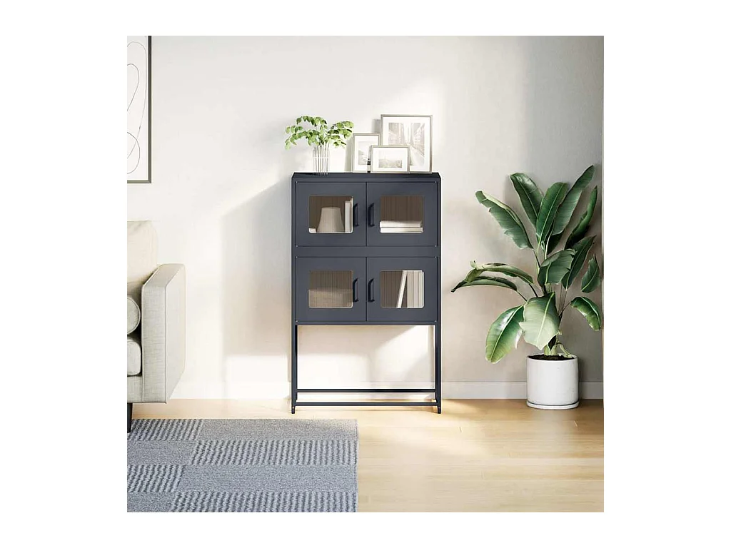 Buffet | Bahut | Meuble de rangement haut anthracite 68x39x107 cm acier