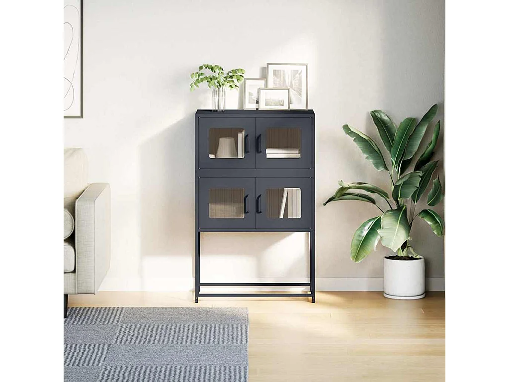 Buffet | Bahut | Meuble de rangement haut anthracite 68x39x107 cm acier