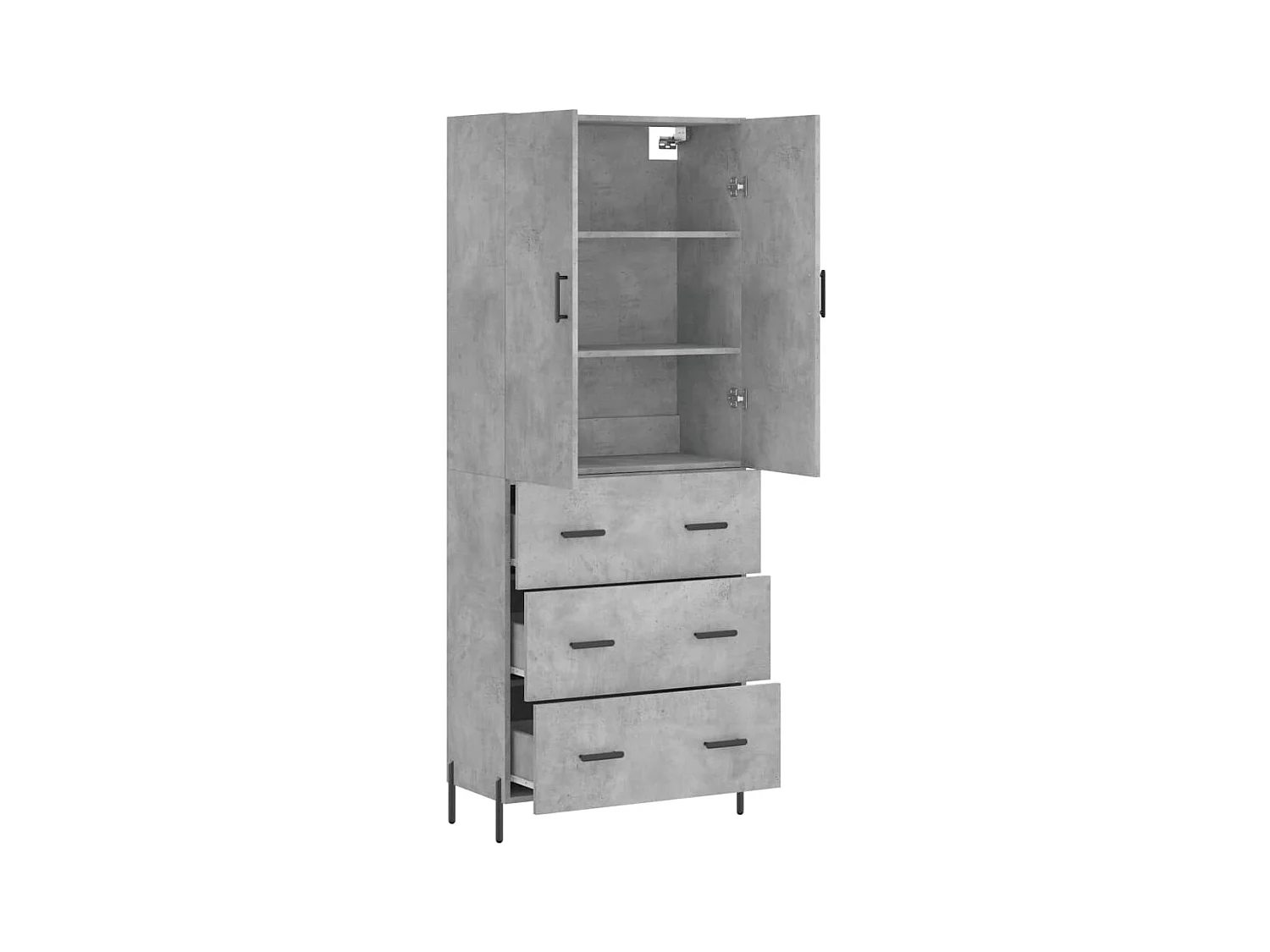 Buffet | Bahut | Meuble de rangement haut Gris béton 69,5x34x180 cm Bois d'ingénierie