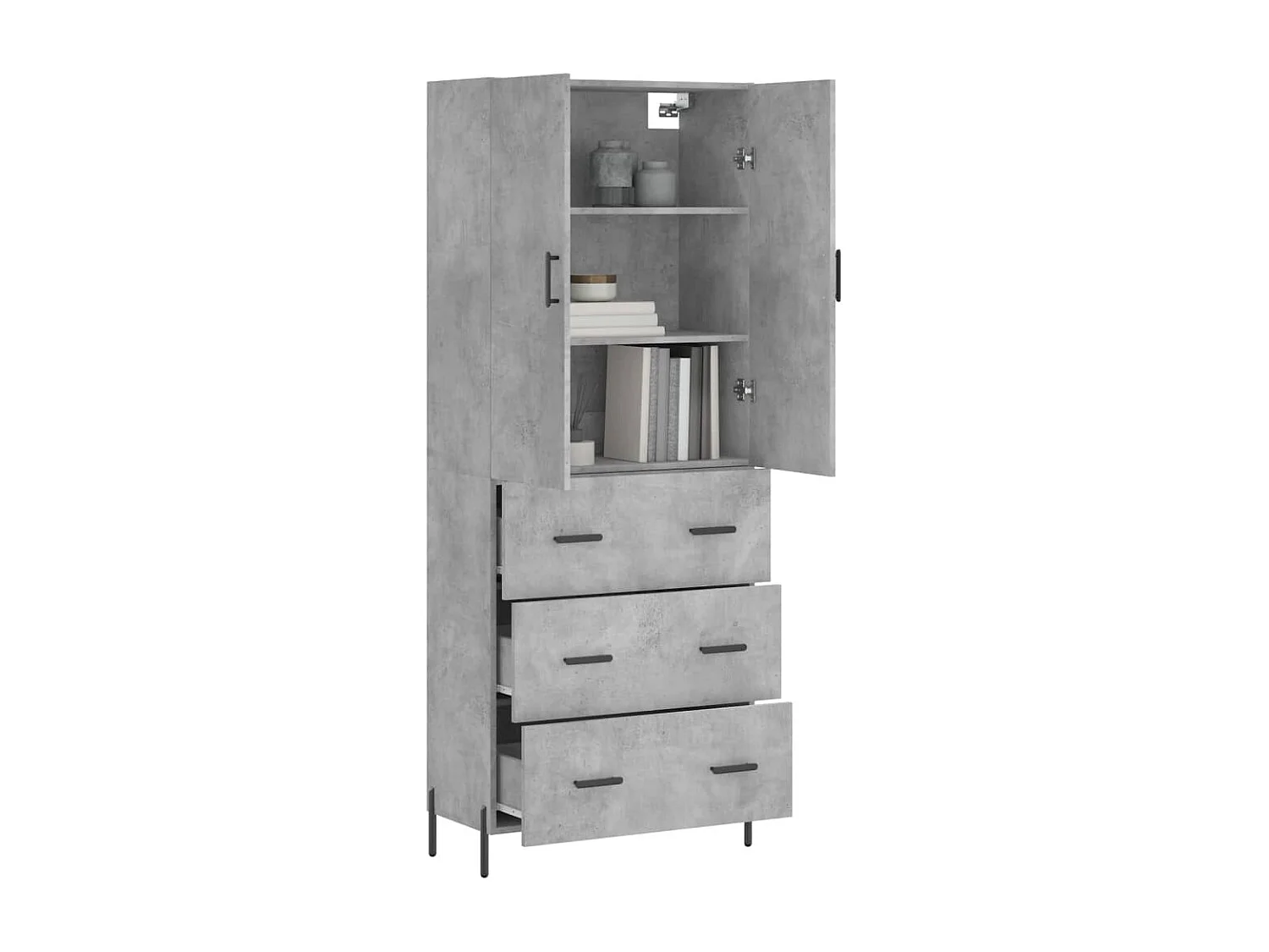 Credenza | Buffet | Armadio Grigio Cemento 69,5x34x180 cm in Legno Multistrato