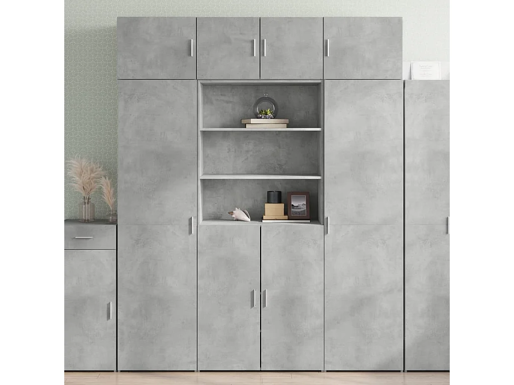 Buffet | Bahut | Meuble de rangement haut gris béton 80x42,5x185 cm bois d'ingénierie