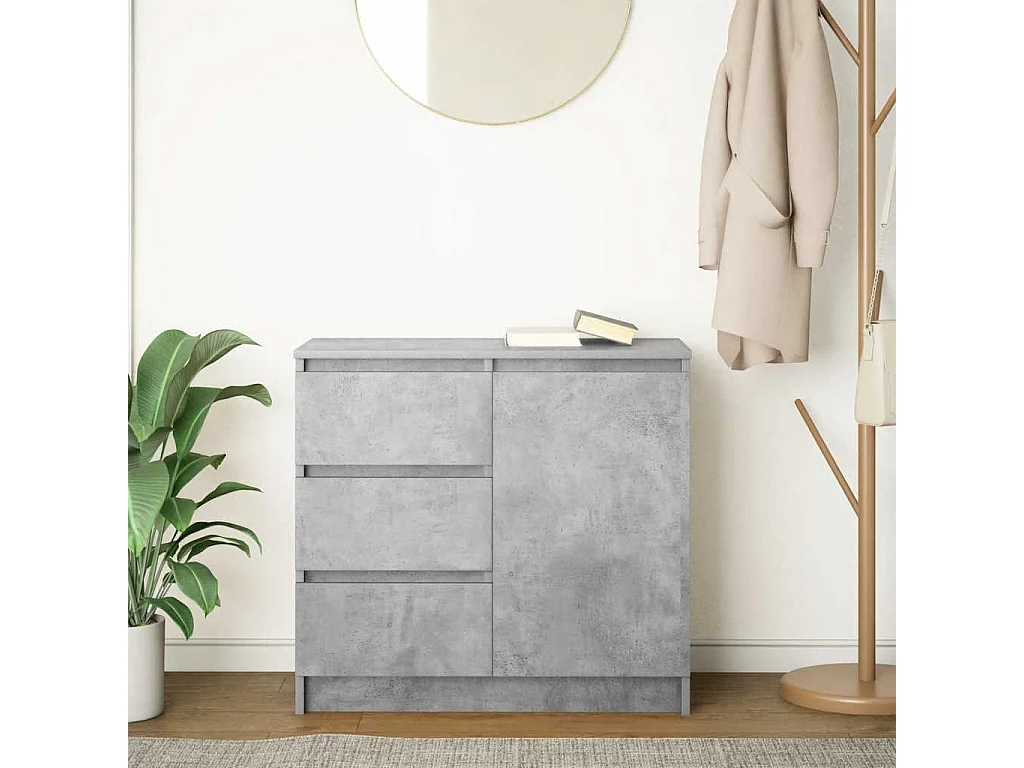 Buffet | Commode à tiroir | Meuble de rangement avec tiroir gris béton 71x35x65 cm bois d'ingénierie