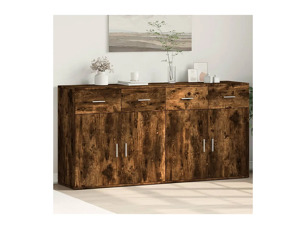 Credenze | Buffet | Armadi 2 pz Rovere Fumo 79x38x80 cm in Legno Multistrato