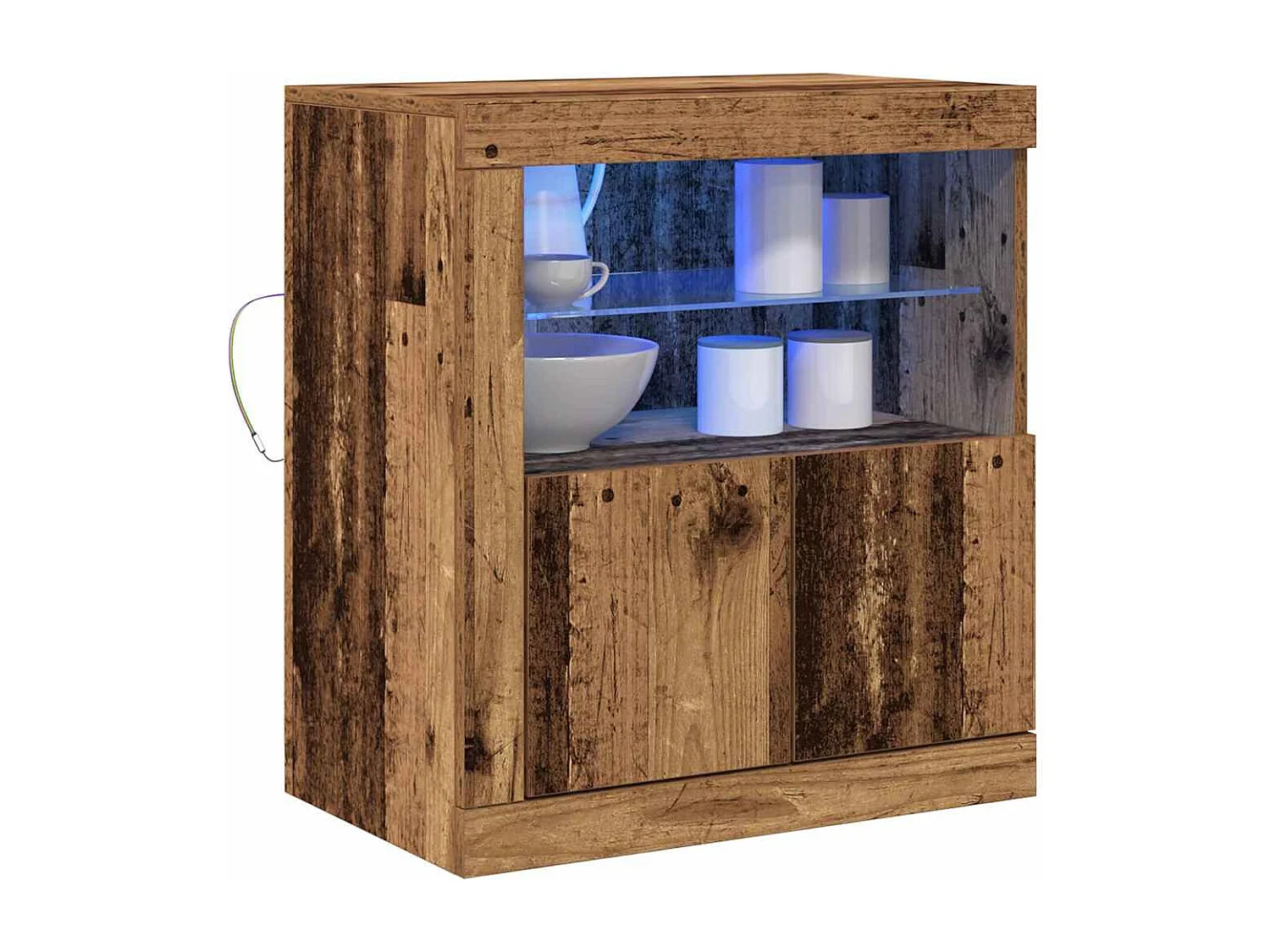 Buffet | Bahut | Meuble de rangement avec lumières LED en vieux bois 60,5x37x67 cm