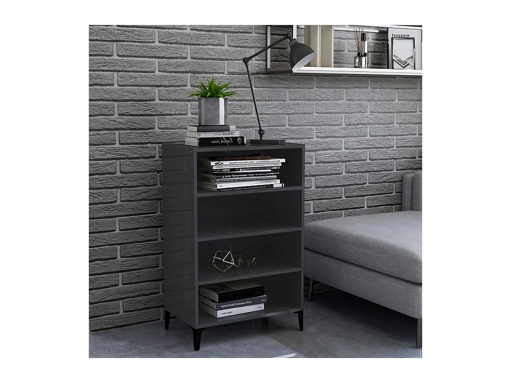 Credenza | Buffet | Armadio Grigio Lucido 57x35x90 cm in Legno Multistrato