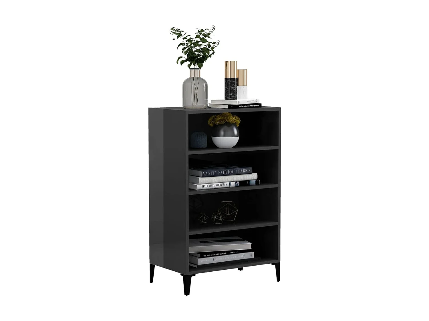 Buffet | Bahut | Meuble de rangement Gris brillant 57x35x90 cm Aggloméré
