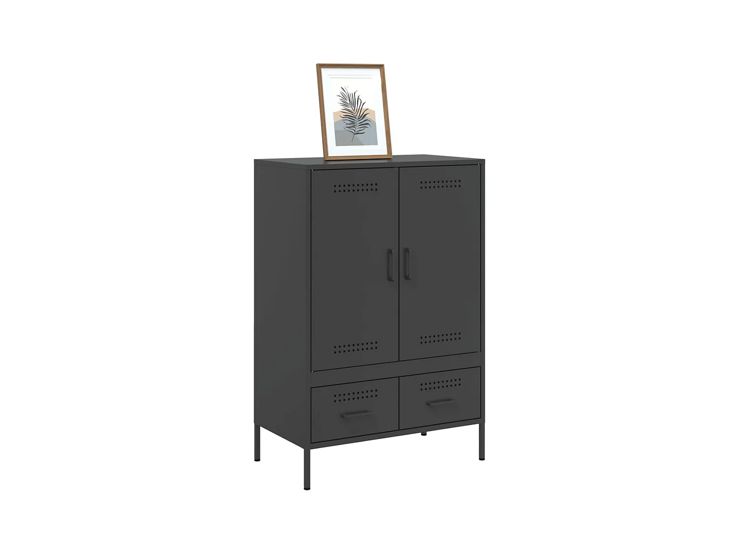 Buffet | Commode à tiroir | Meuble de rangement haut noir 68x39x101,5 cm acier
