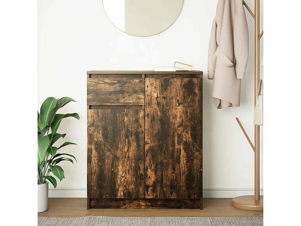 Buffet | Commode à tiroir | Meuble de rangement avec tiroir chêne fumé 71x35x84 cm bois d'ingénierie