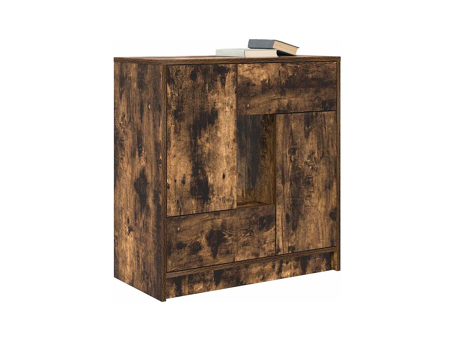 Buffet | Commode à tiroir | Meuble de rangement avec tiroirs et portes chêne fumé 70,5x34x74,5 cm