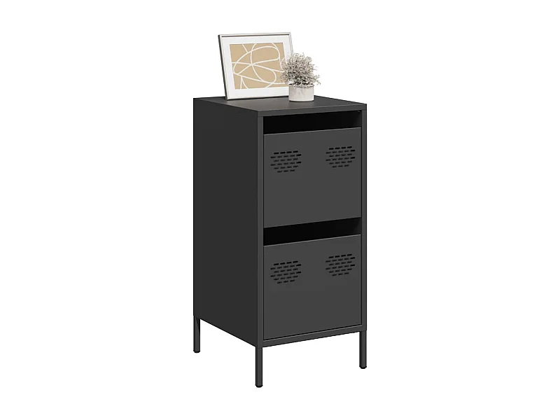 Credenza | Buffet | Armadio Nera 35x39x73,5 cm in Acciaio Laminato a Freddo
