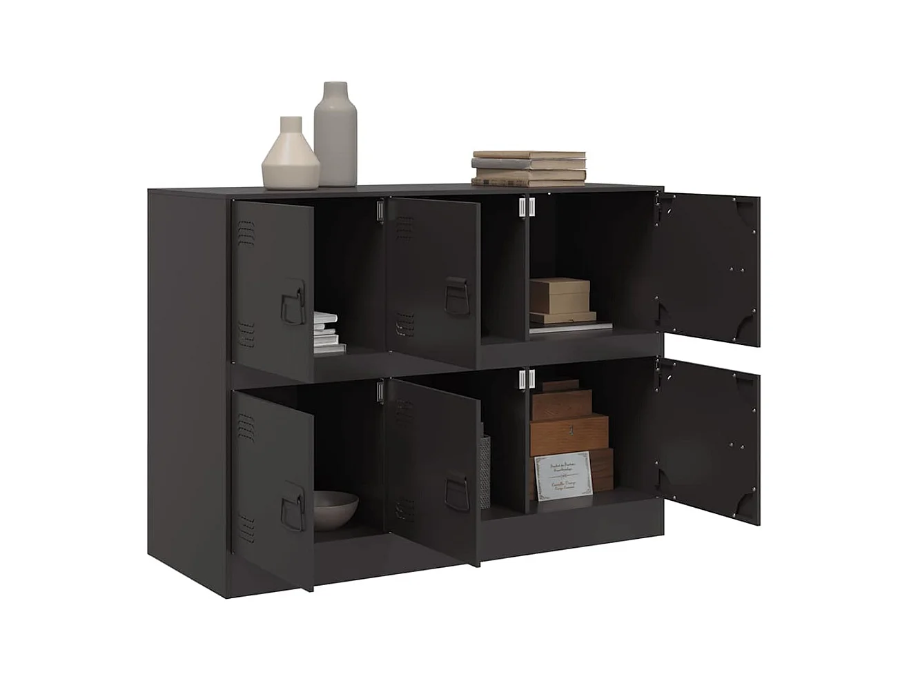 Buffet | Bahut | Meuble de rangement noir 99x39x73 cm acier