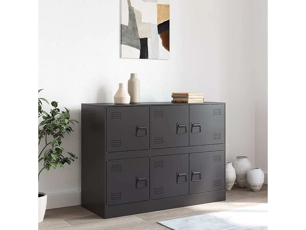Buffet | Bahut | Meuble de rangement noir 99x39x73 cm acier