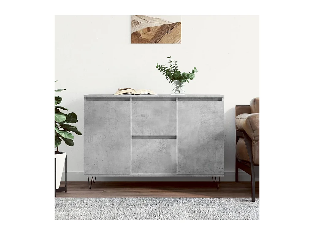 Buffet | Bahut | Meuble de rangement gris béton 104x35x70 cm bois d'ingénierie