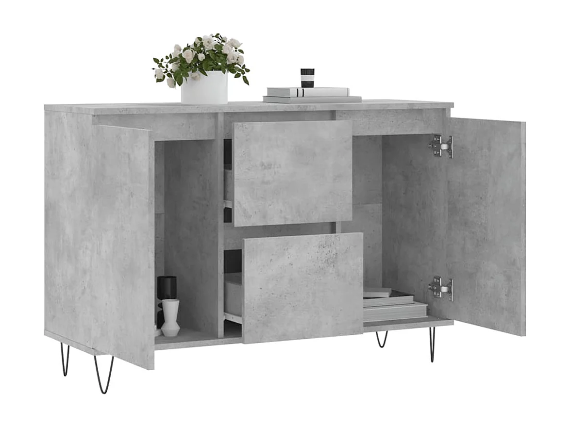 Buffet | Bahut | Meuble de rangement gris béton 104x35x70 cm bois d'ingénierie