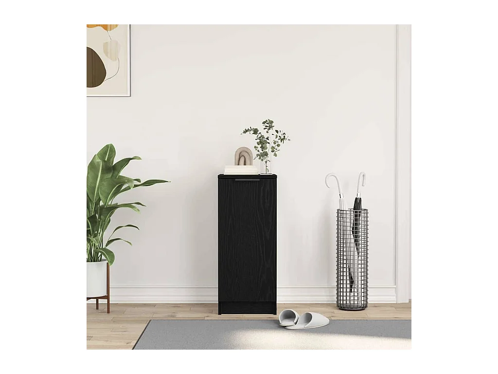 Buffet | Bahut | Meuble de rangement à chaussures Noir Chêne 30x35x70 cm en bois d'ingénierie