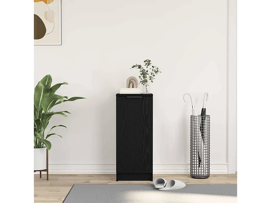 Buffet | Bahut | Meuble de rangement à chaussures Noir Chêne 30x35x70 cm en bois d'ingénierie