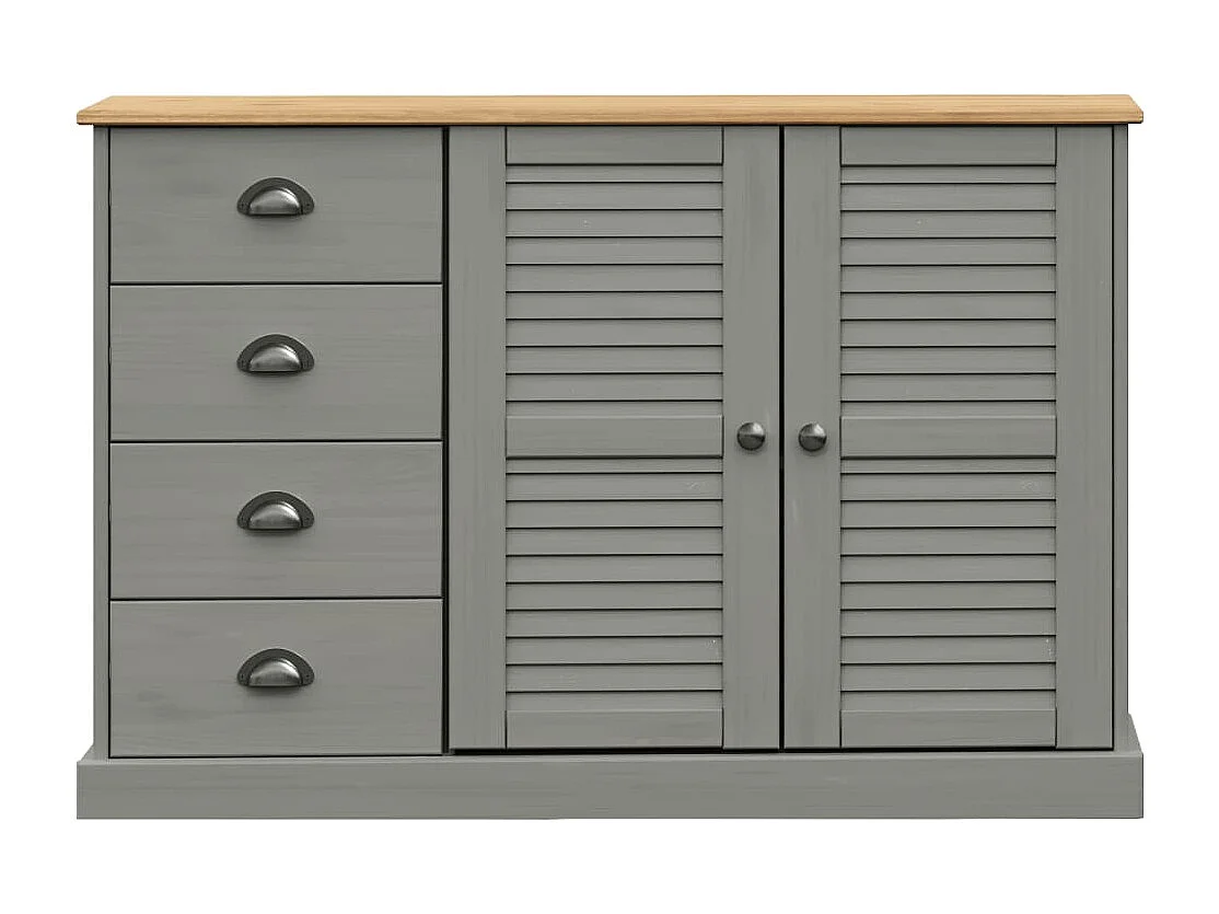 Credenza | Buffet | Armadio Cassetti VIGO 113x40x75 cm Legno Massello Pino Grigio