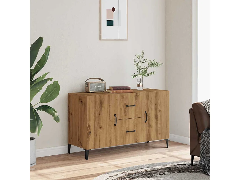 Buffet | Bahut | Meuble de rangement chêne artisanal 100x36x60 cm bois d'ingénierie