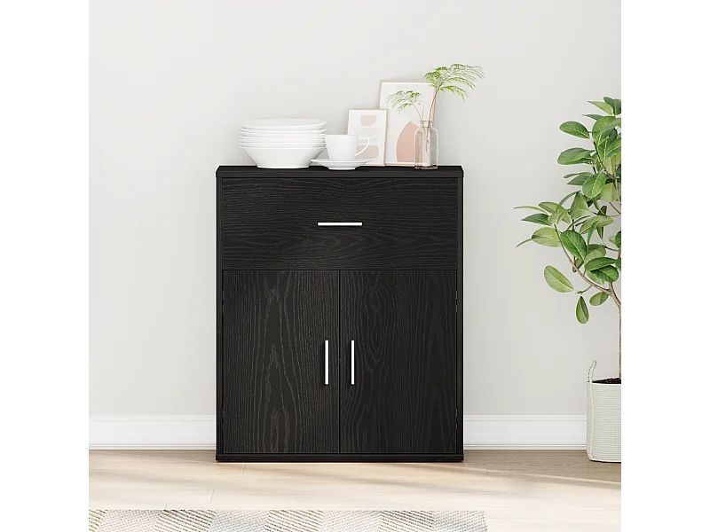 Buffet | Bahut | Meuble de rangement avec tiroir Chêne noir 60 x 31 x 70 cm Bois d'ingénierie