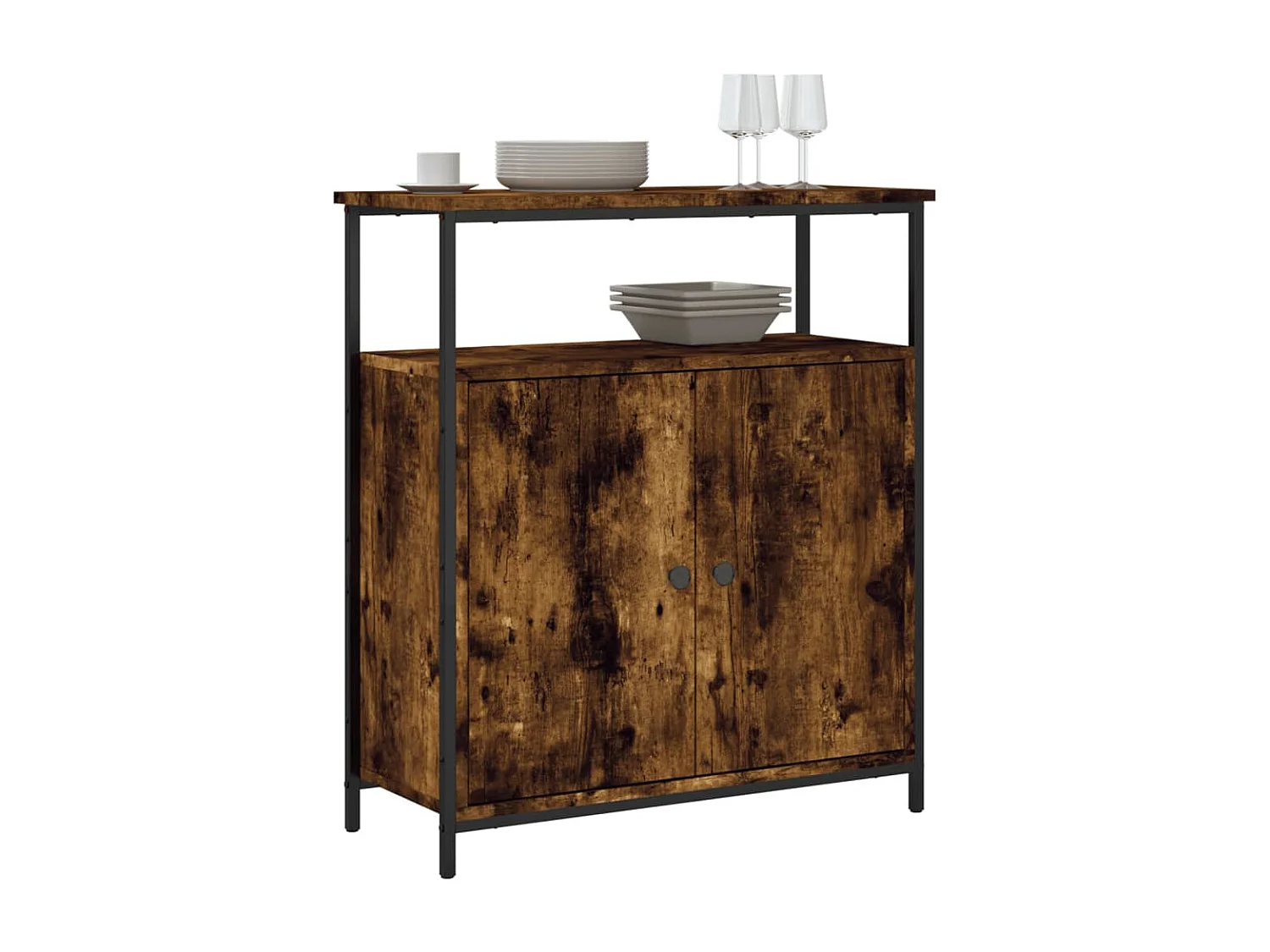 Buffet | Bahut | Meuble de rangement chêne fumé 70x30x80 cm bois d'ingénierie