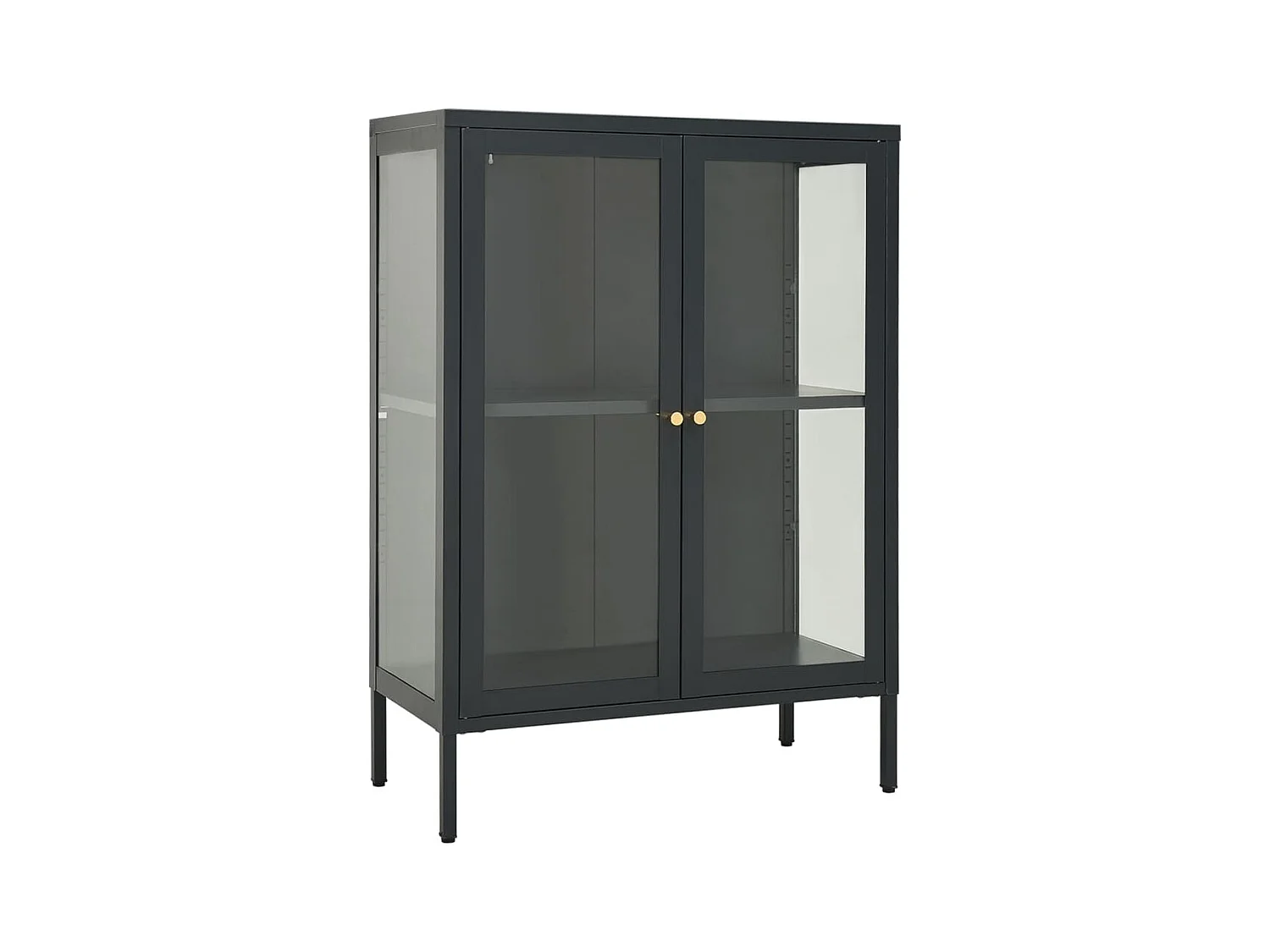 Credenza | Buffet | Armadio Antracite 75x35x105 cm in Acciaio e Vetro