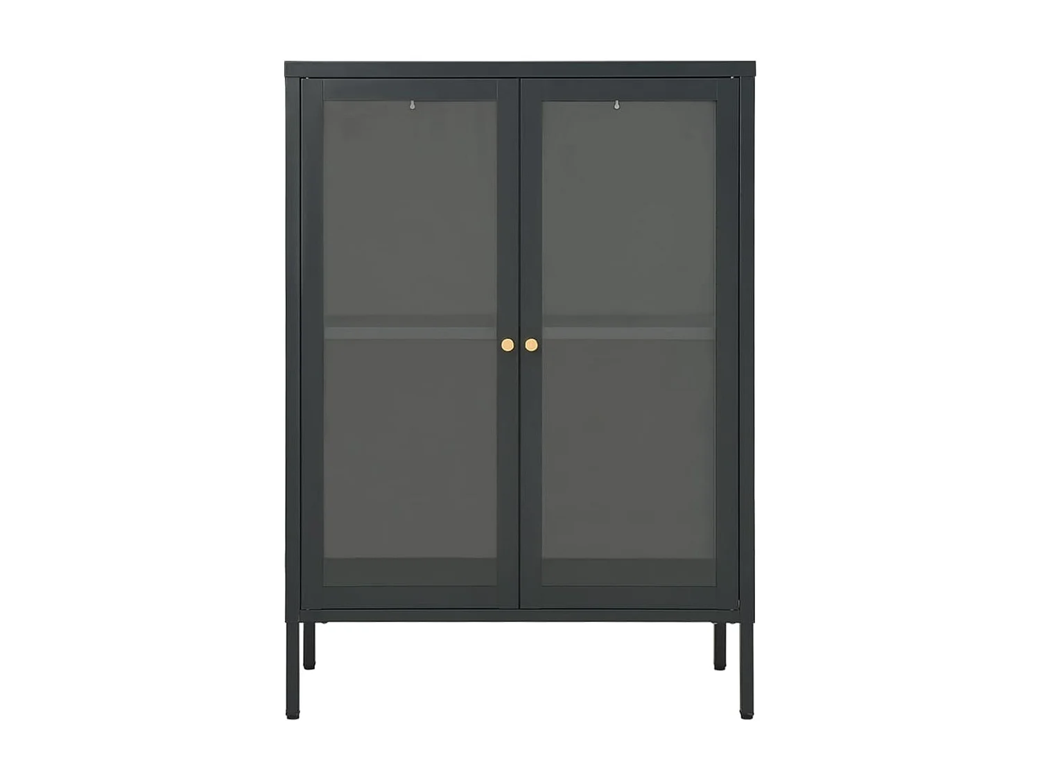 Buffet | Bahut | Meuble de rangement Anthracite 75x35x105 cm Acier et verre