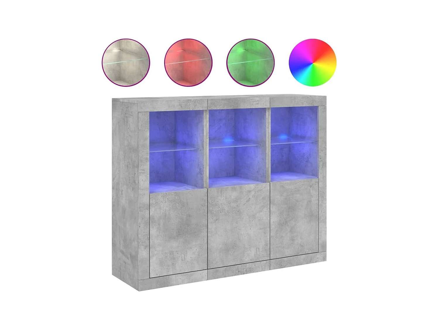 Credenze | Buffet | Armadi con Luci LED 3 pz Grigio Cemento in Legno Multistrato