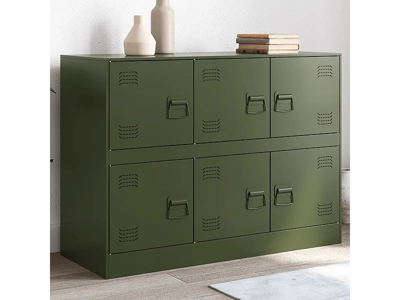Buffet | Bahut | Meuble de rangement vert olive 99x39x73 cm acier