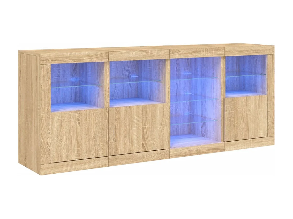 Buffet | Bahut | Meuble de rangement avec lumières LED chêne sonoma 164x37x67 cm