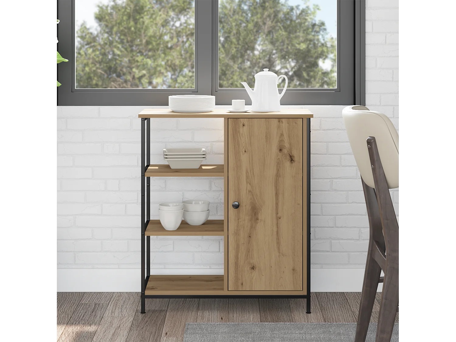 Buffet | Bahut | Meuble de rangement Artisan Chêne 70x30x80 cm Bois d'ingénierie