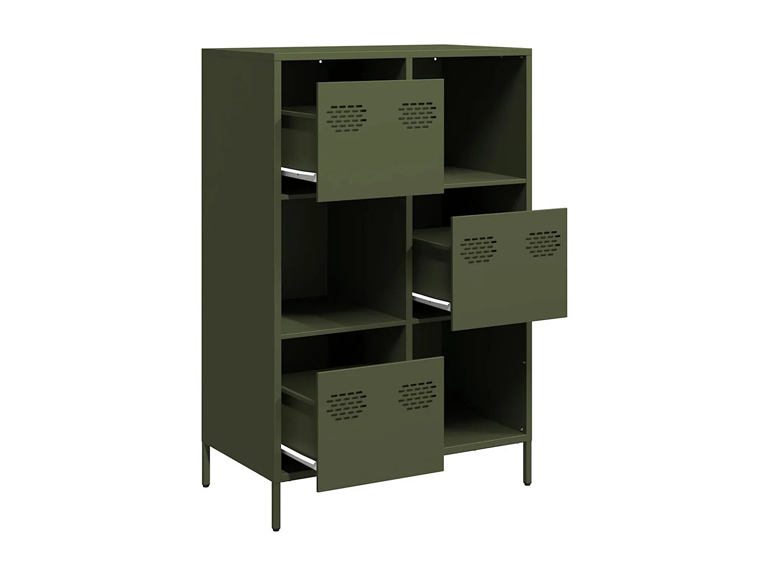 Buffet | Commode à tiroir | Meuble de rangement haut vert olive 68x39x103,5 cm acier