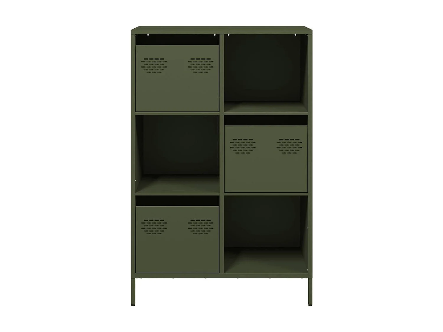 Buffet | Commode à tiroir | Meuble de rangement haut vert olive 68x39x103,5 cm acier
