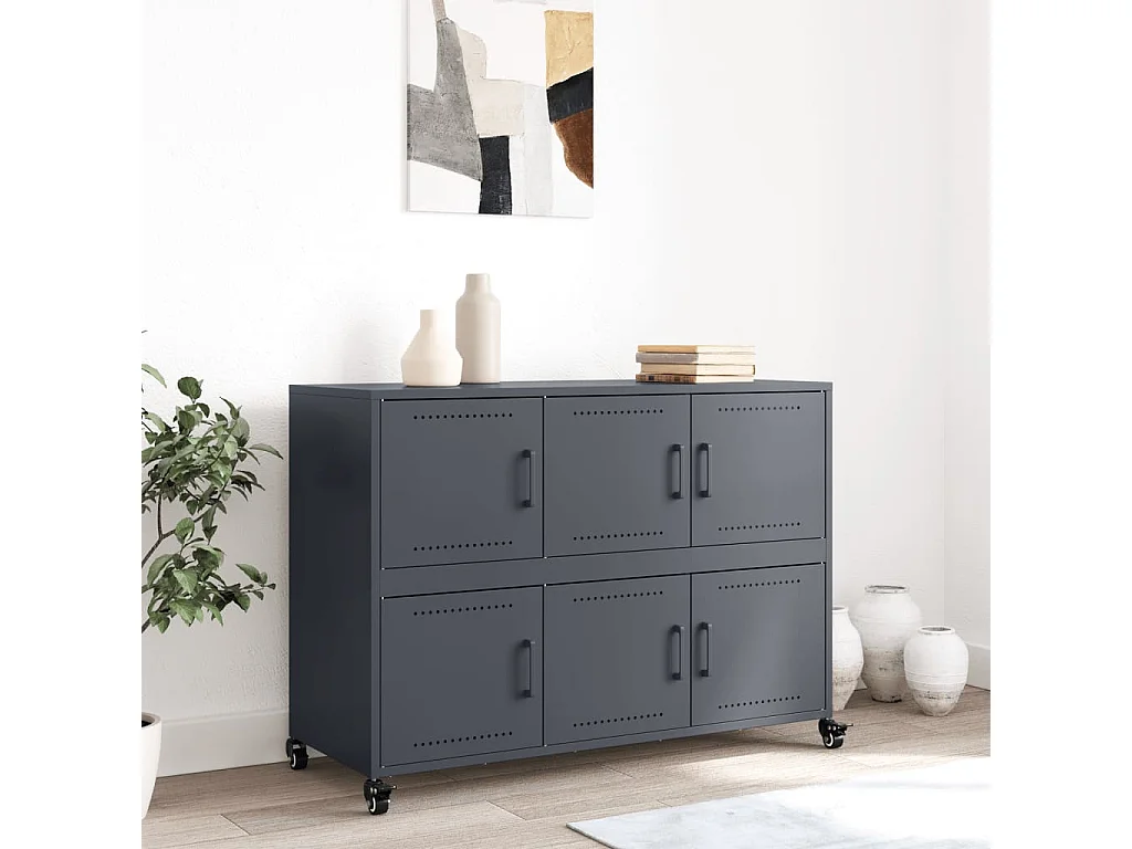 Credenza | Buffet | Armadio Antracite 100,5x39x72 cm in Acciaio Laminato a Freddo