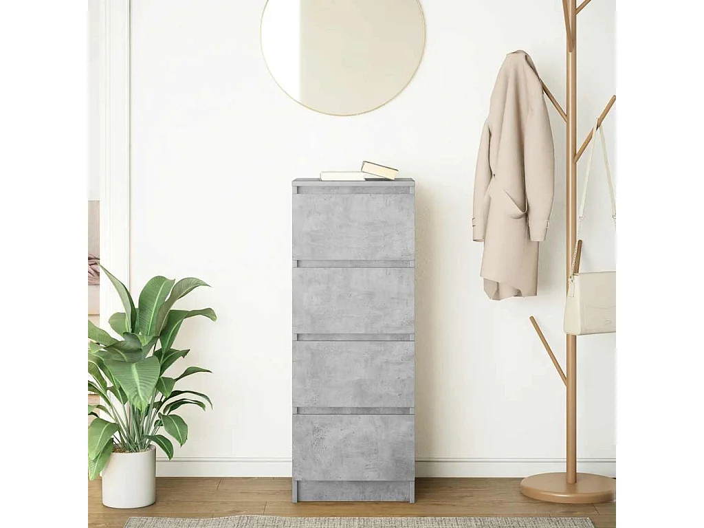 Buffet | Commode à tiroir | Meuble de rangement gris béton 37,5x35x99 cm bois d'ingénierie
