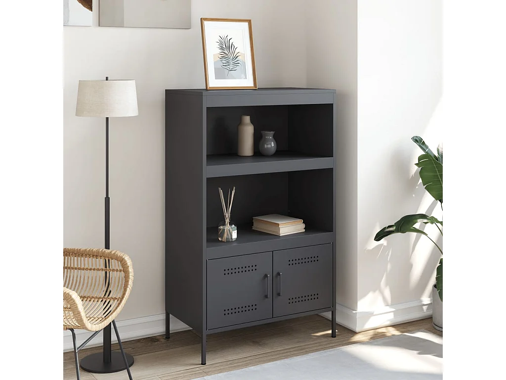 Credenza | Buffet | Armadio Antracite 68x39x113 cm in Acciaio