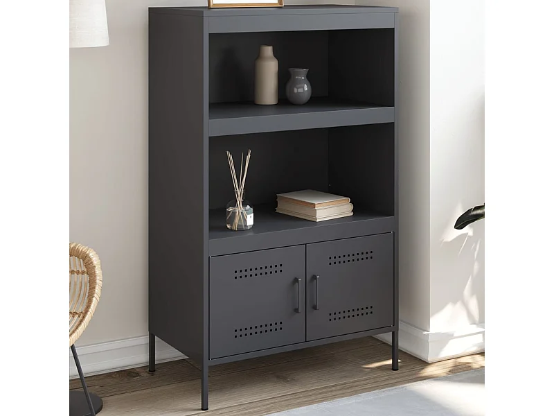 Buffet | Bahut | Meuble de rangement haut anthracite 68x39x113 cm acier