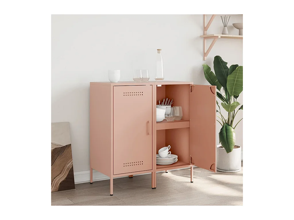 Buffets | Bahuts | Meuble de rangement 2 pcs rose 36x39x79 cm acier