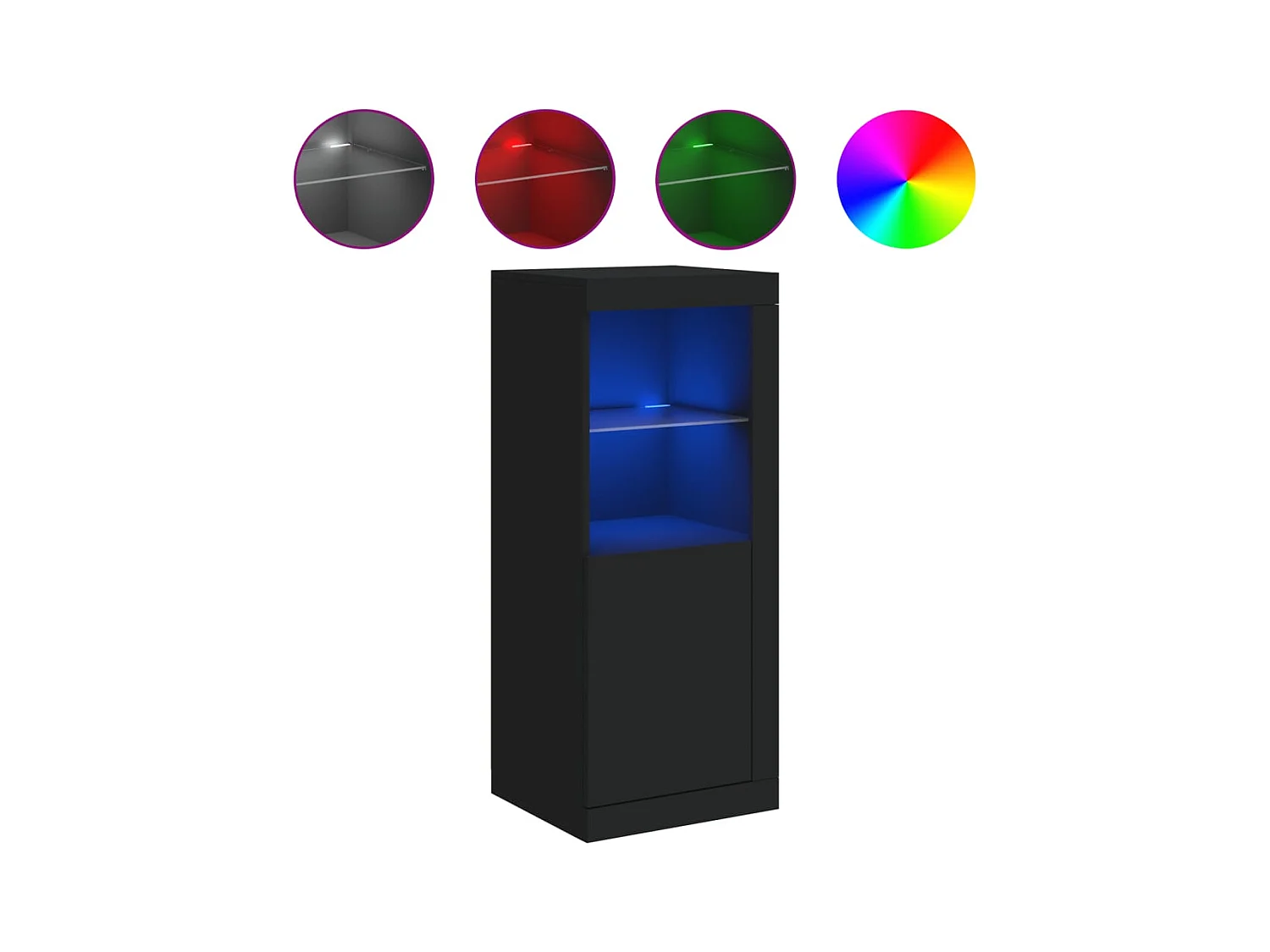 Buffet | Bahut | Meuble de rangement avec lumières LED noir 41x37x100 cm