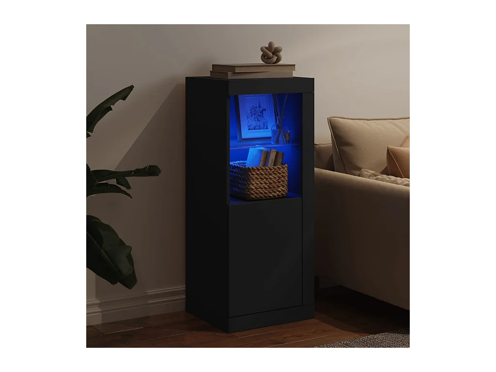 Buffet | Bahut | Meuble de rangement avec lumières LED noir 41x37x100 cm