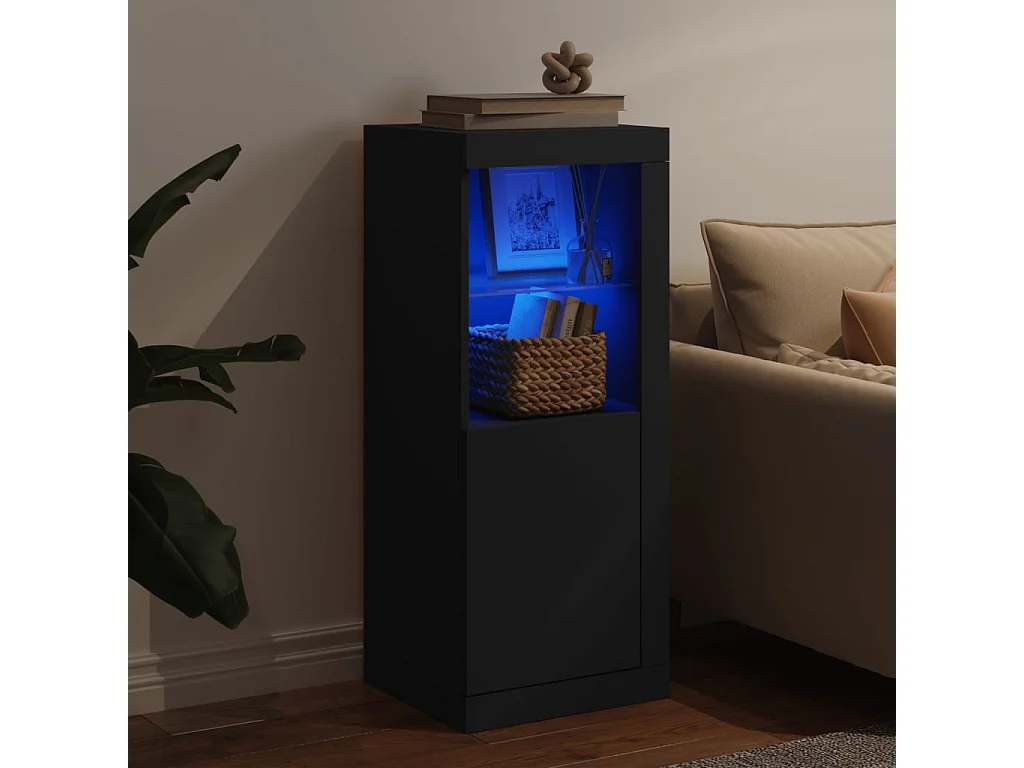 Buffet | Bahut | Meuble de rangement avec lumières LED noir 41x37x100 cm