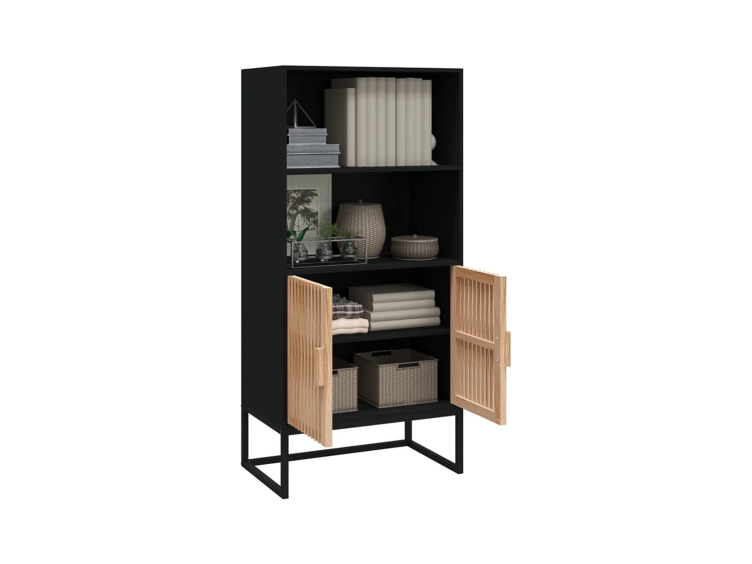 Buffet | Bahut | Meuble de rangement haut noir 60x35x125 cm bois d'ingénierie