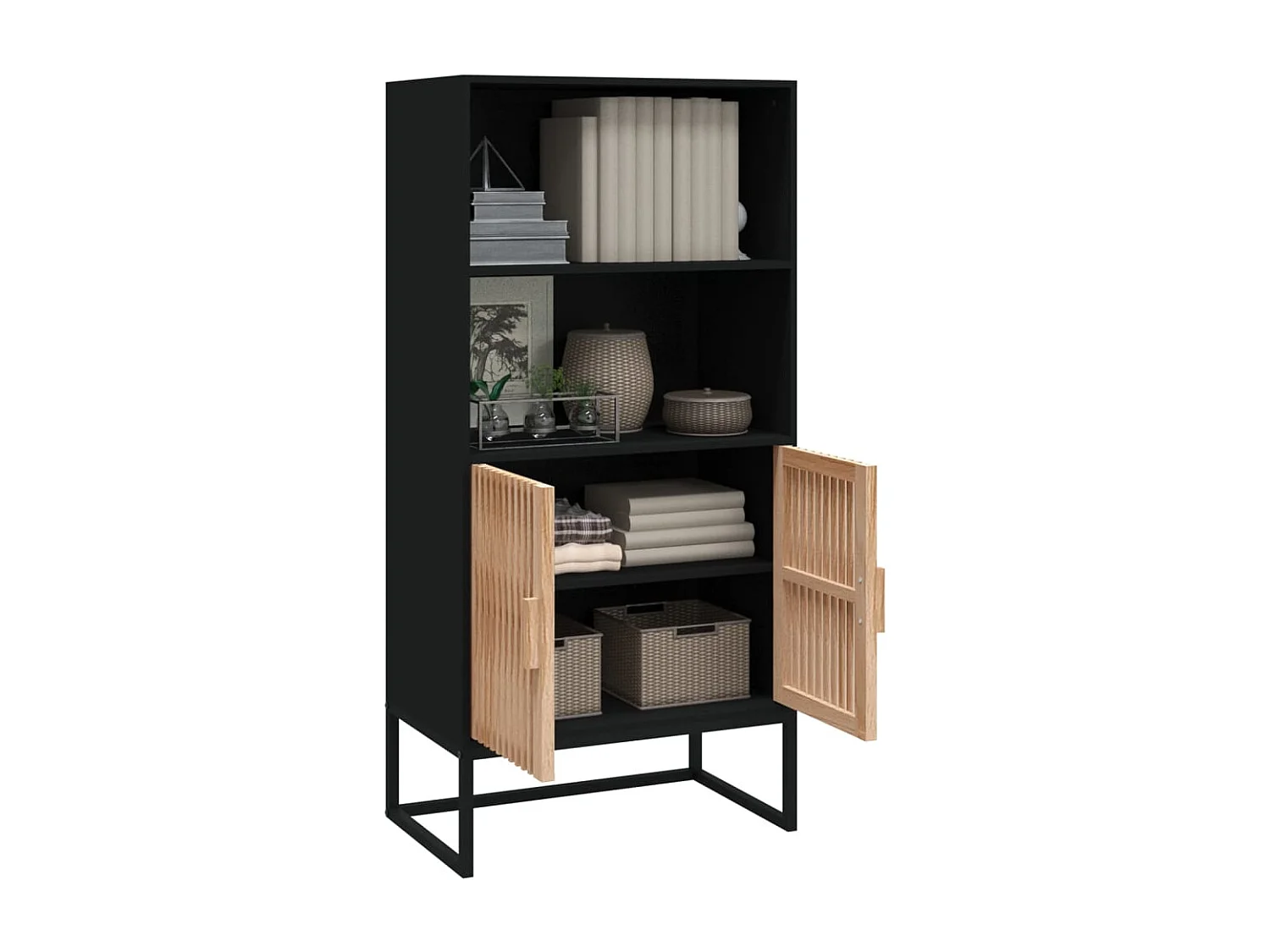 Buffet | Bahut | Meuble de rangement haut noir 60x35x125 cm bois d'ingénierie